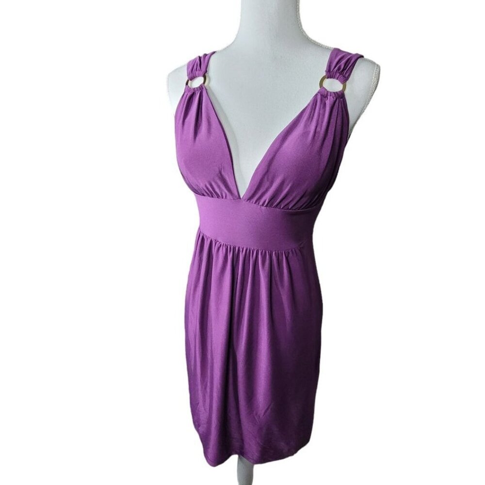 Alyn Paige Purple Strap Dress Gold Ring‎ Womens Size M Shiny Soft Lightweight